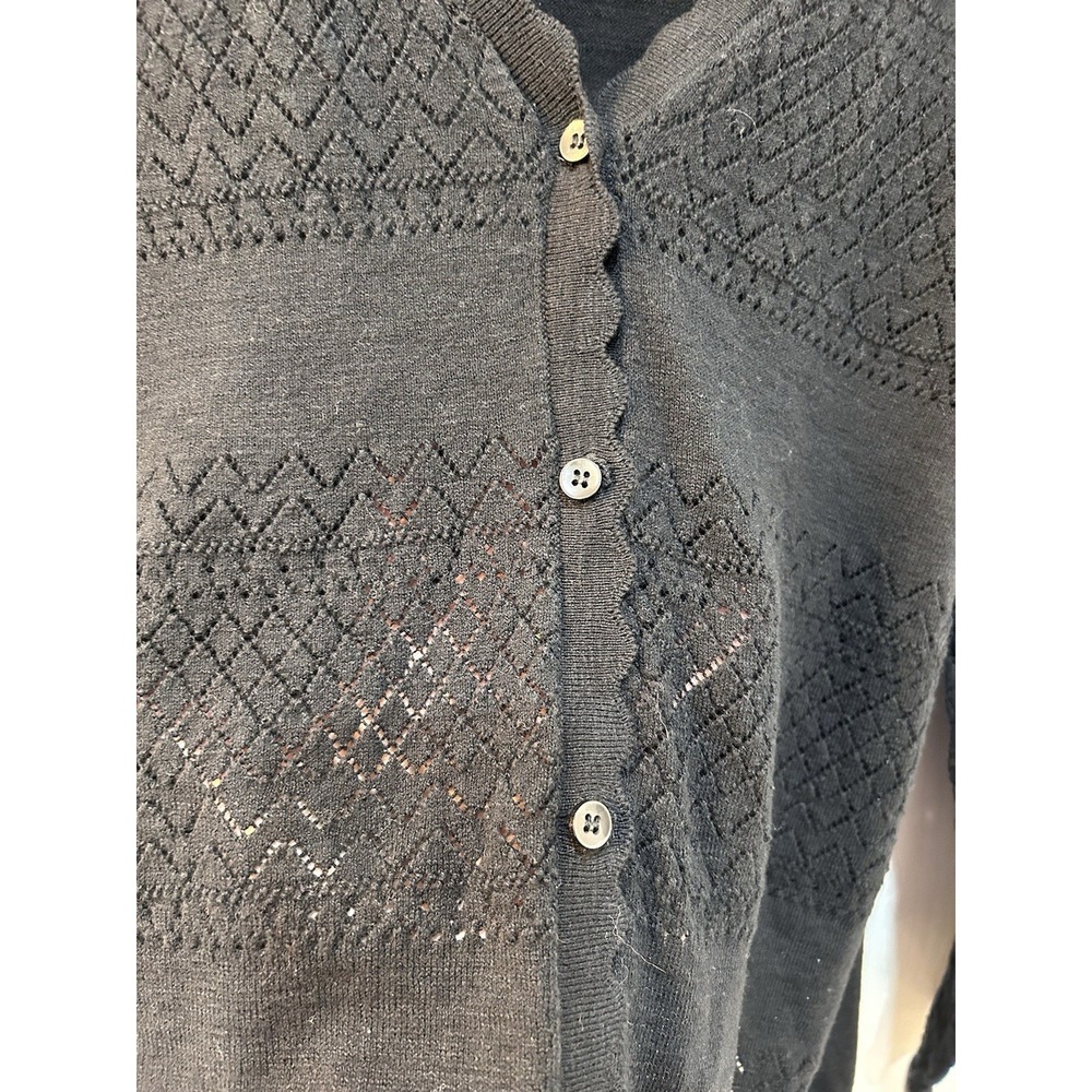 Frye Lace Scalloped Sweater Cardigan Women Sz L Cotton Whimsigoth Fairy Academia - Picture 7 of 12